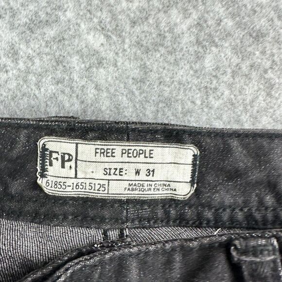 We The Free People Jeans Womens 31 Black Distressed Cigarette Ankle Grunge Goth - Picture 8 of 16